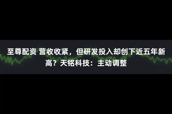 至尊配资 营收收紧,但研发投入却创下近五年新高?天铭科技:主动调整